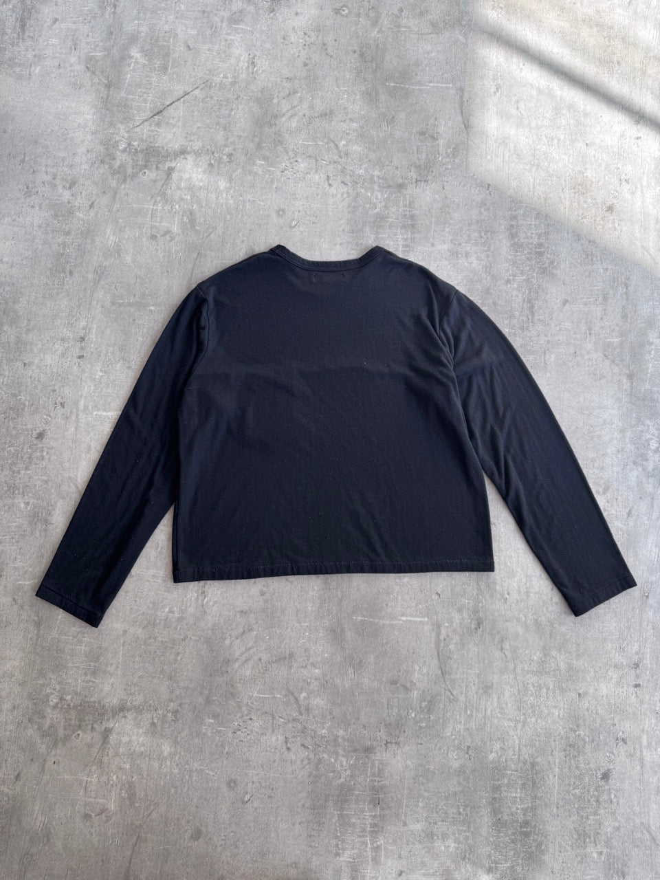 Yohji Yamamoto Long Sleeve Black Cotton Pocket Tee