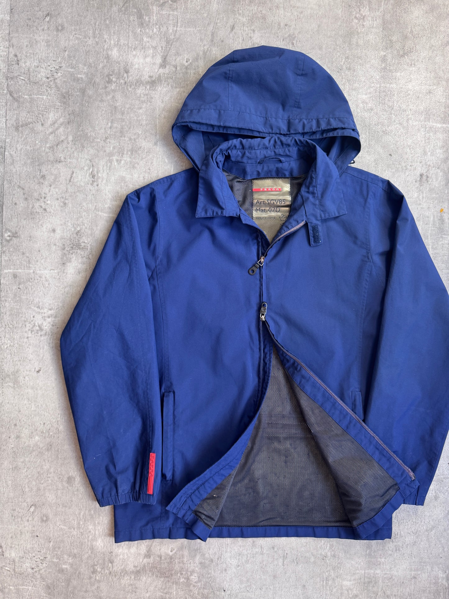 Prada Sport Goretex Navy Hooded Nylon Tech Jacket Art. SGV85