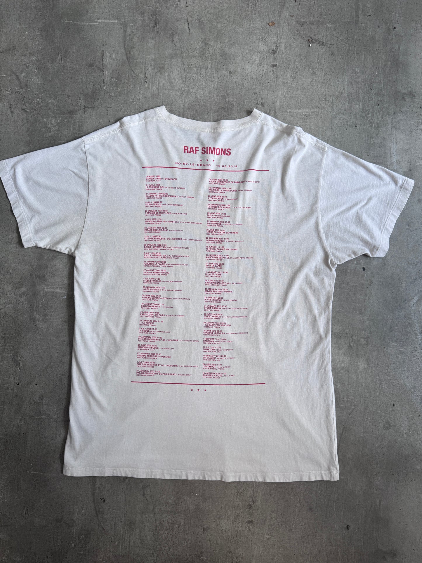 S/S 2020 Raf Simons Antwerp Tour Graphic Tee
