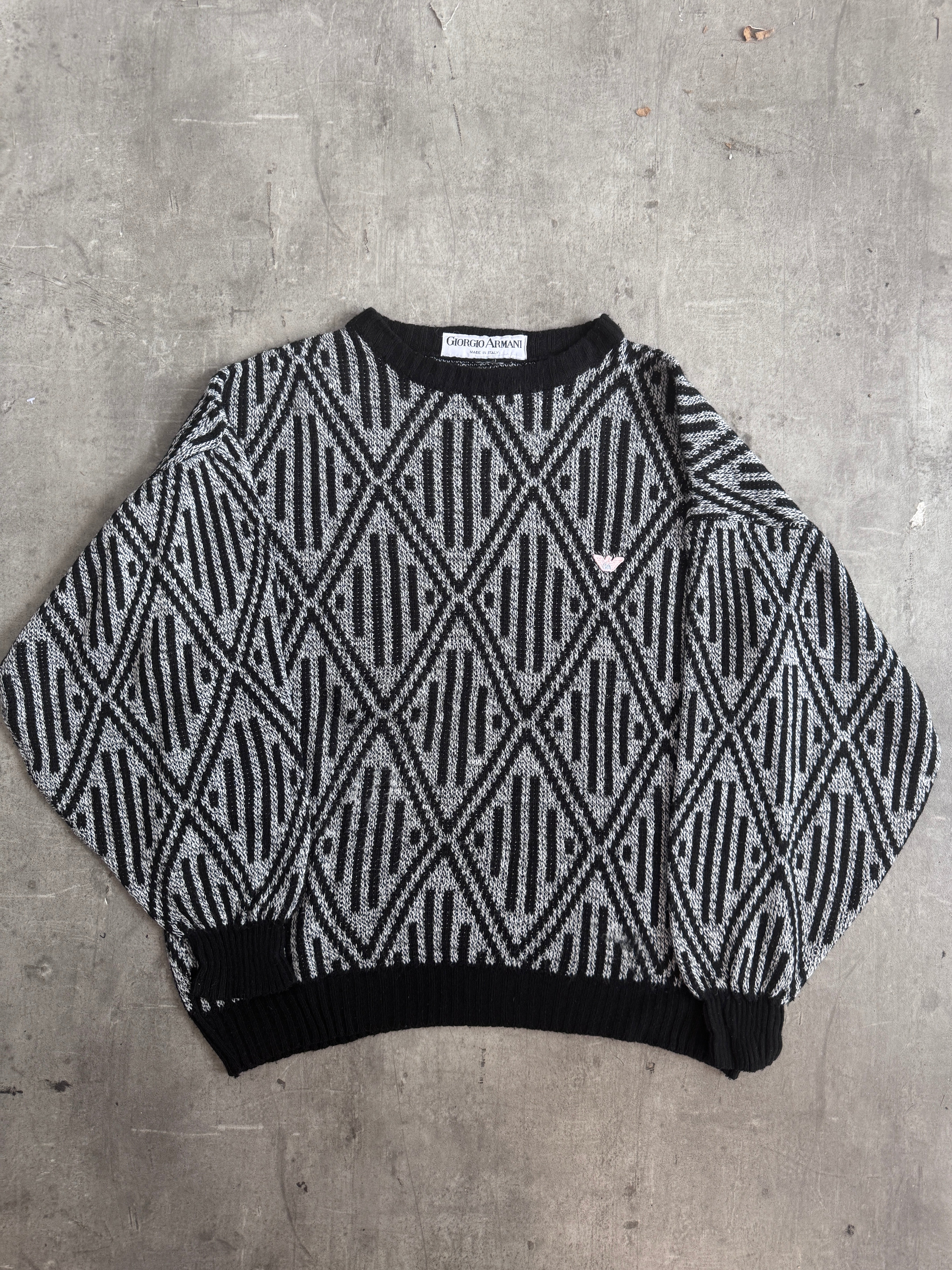 1980s Giorgio Armani Geometric Print Knit Sweater – Vintage
