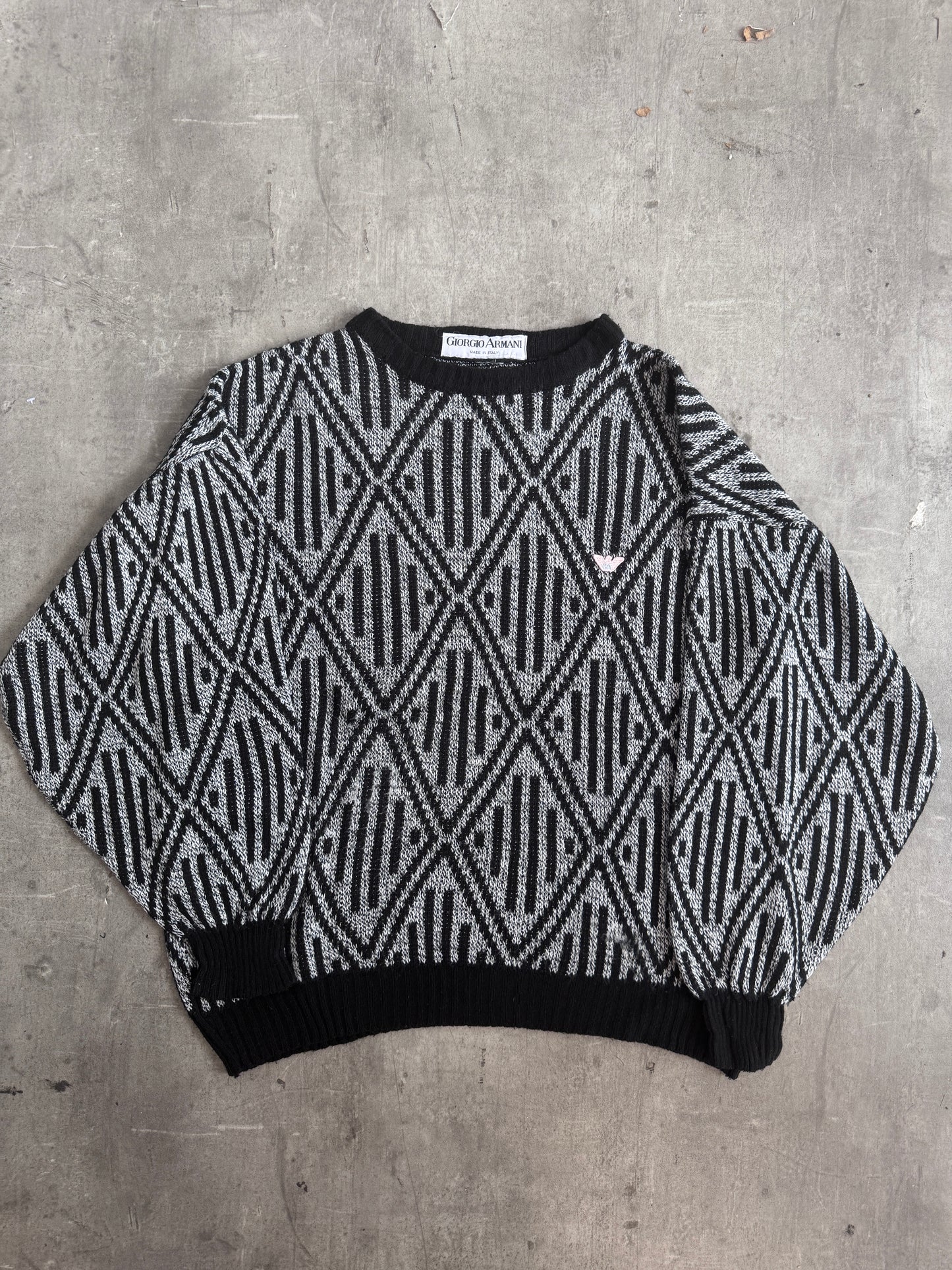 1980s Giorgio Armani Geometric Print Knit Sweater