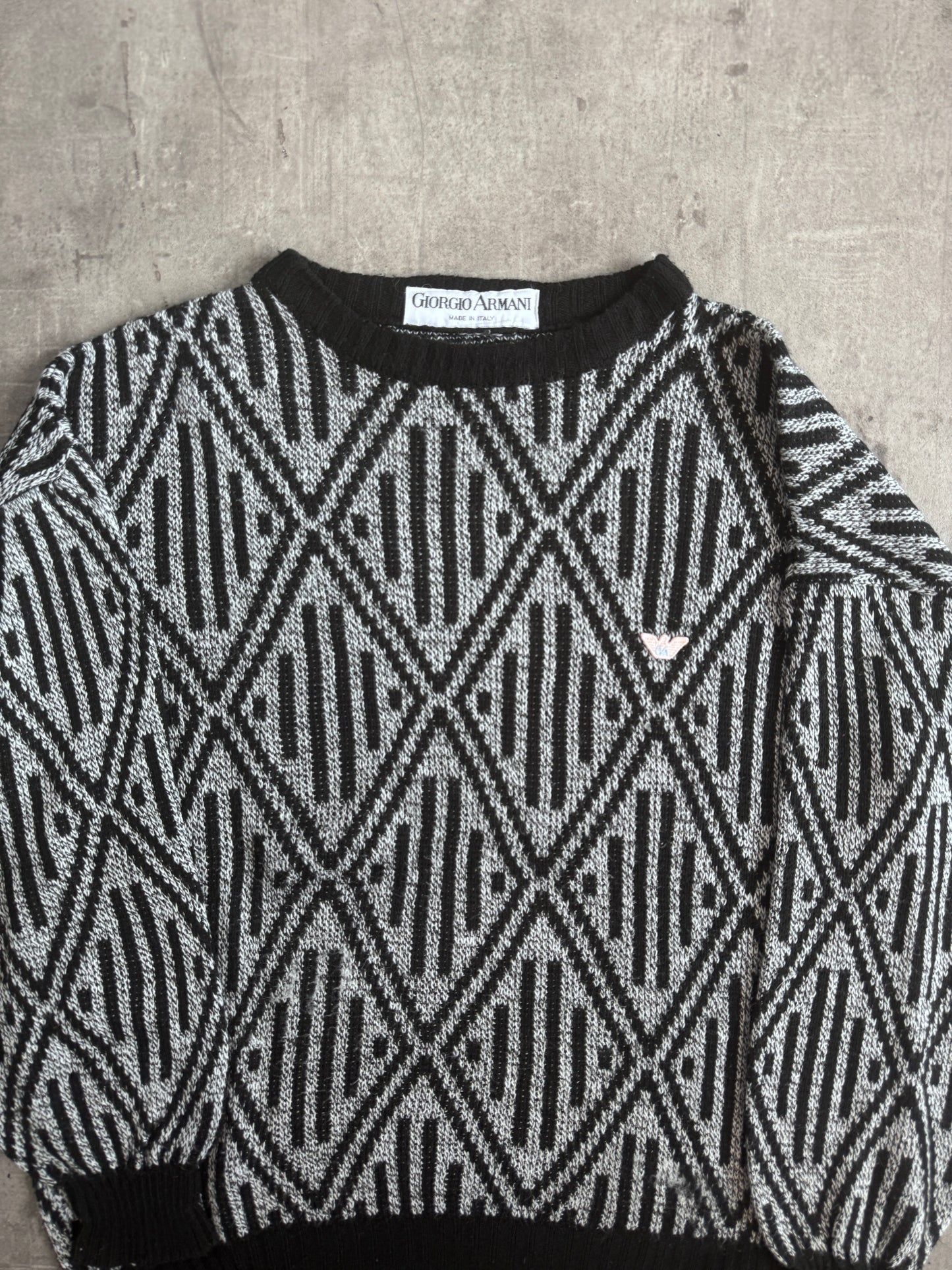 1980s Giorgio Armani Geometric Print Knit Sweater