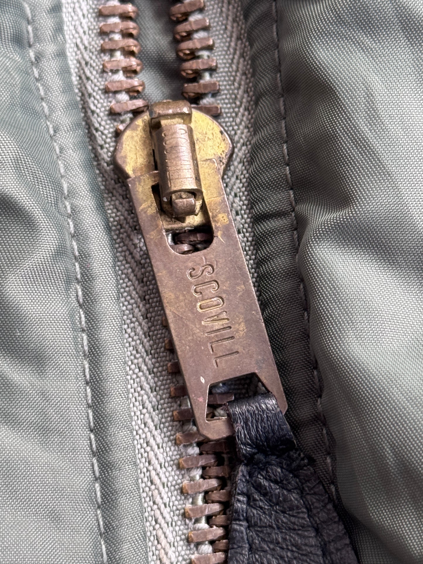 Houston Japan M-A1 Green Nylon Rib Knit Detailed Bomber