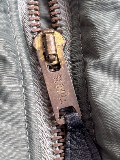 Houston Japan M-A1 Green Nylon Rib Knit Detailed Bomber