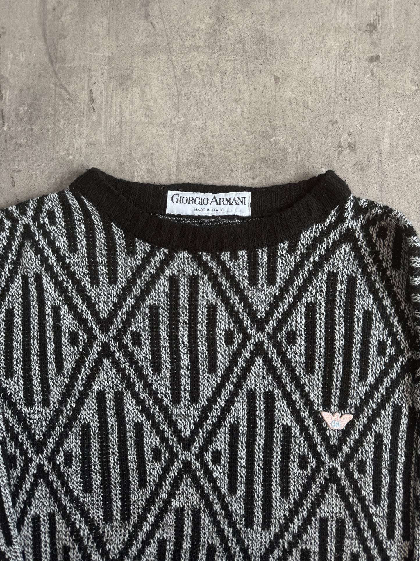 1980s Giorgio Armani Geometric Print Knit Sweater