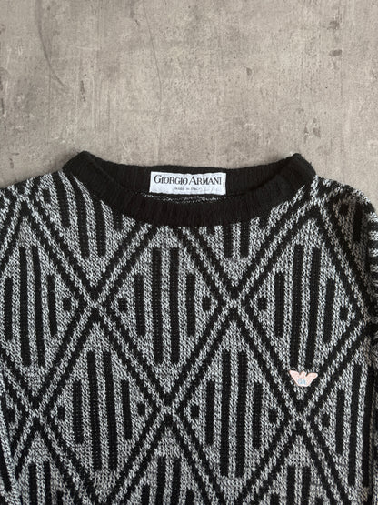 1980s Giorgio Armani Geometric Print Knit Sweater