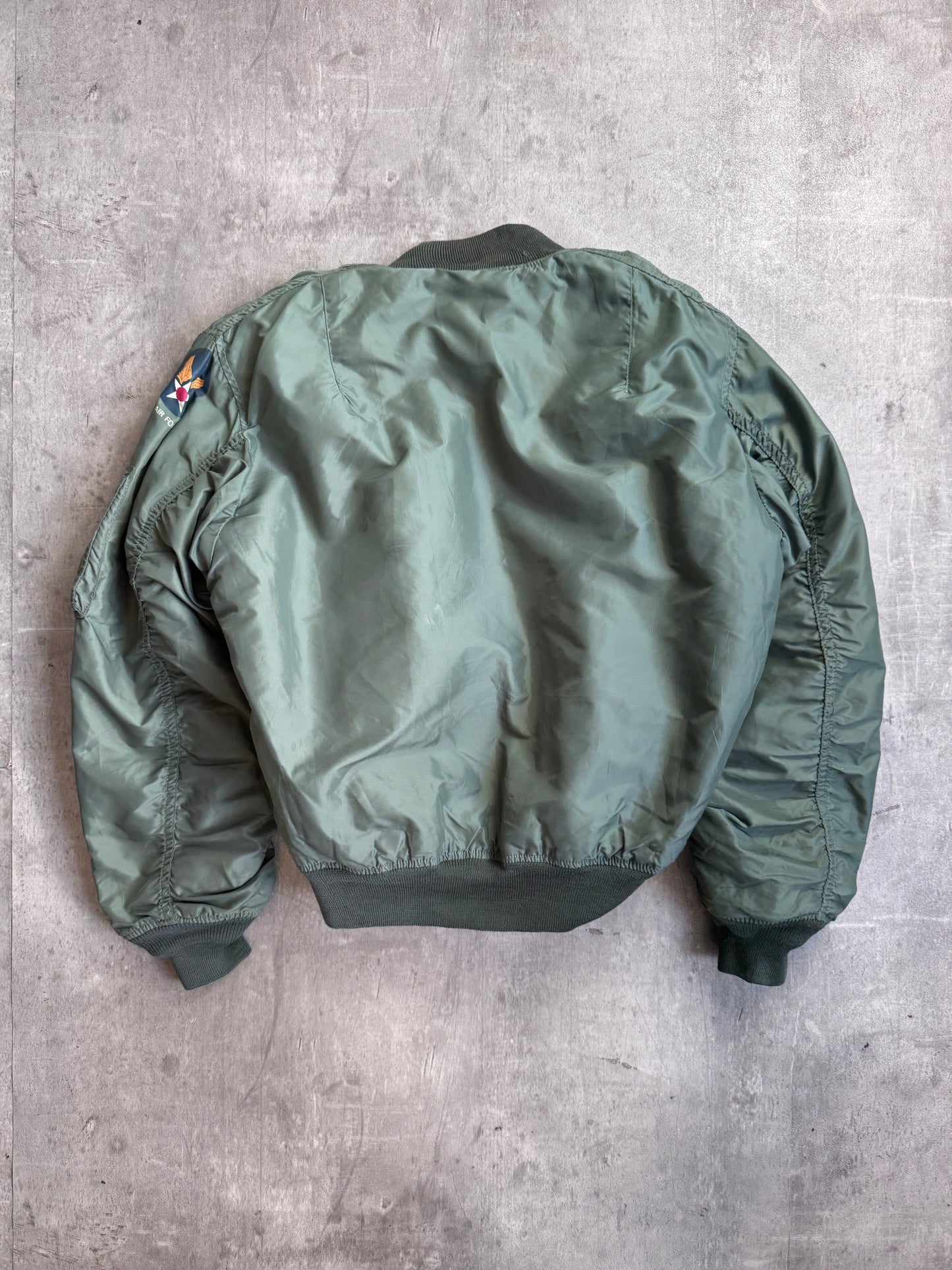 Houston Japan M-A1 Green Nylon Rib Knit Detailed Bomber