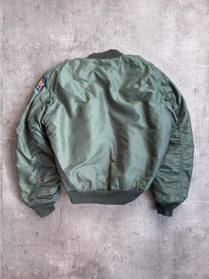 Houston Japan M-A1 Green Nylon Rib Knit Detailed Bomber
