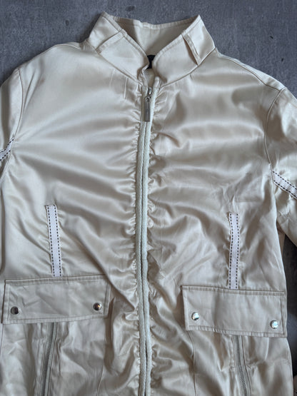 Marc Jacobs Ivory Satin Ribbon Ruched Sleeve Jacket (SOLD AS SEEN)