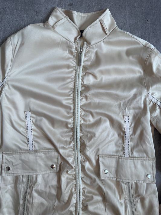 Marc Jacobs Ivory Satin Ribbon Ruched Sleeve Jacket (SOLD AS SEEN)