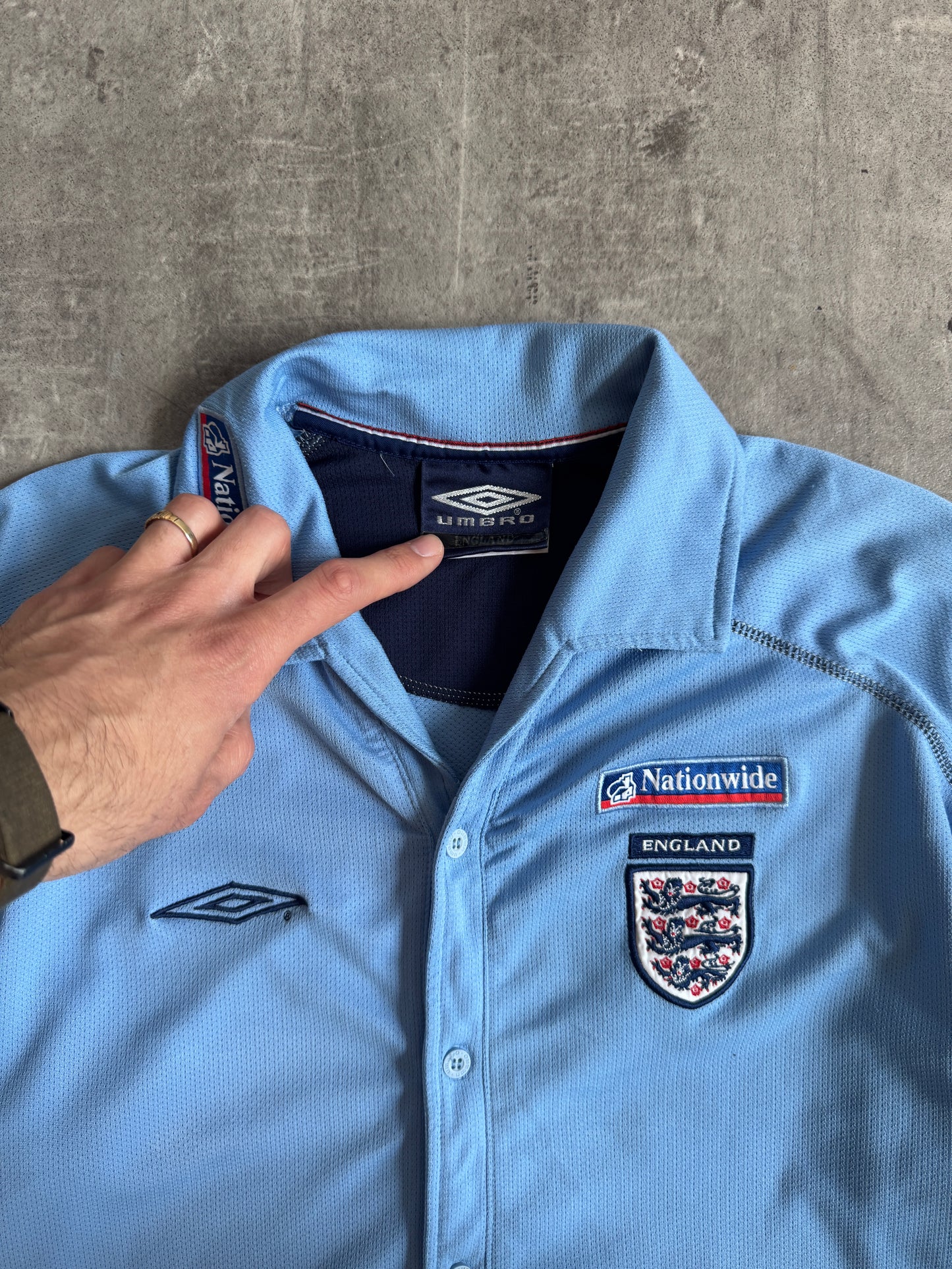 1999-2003 England x Umbro Light Blue Football Polo