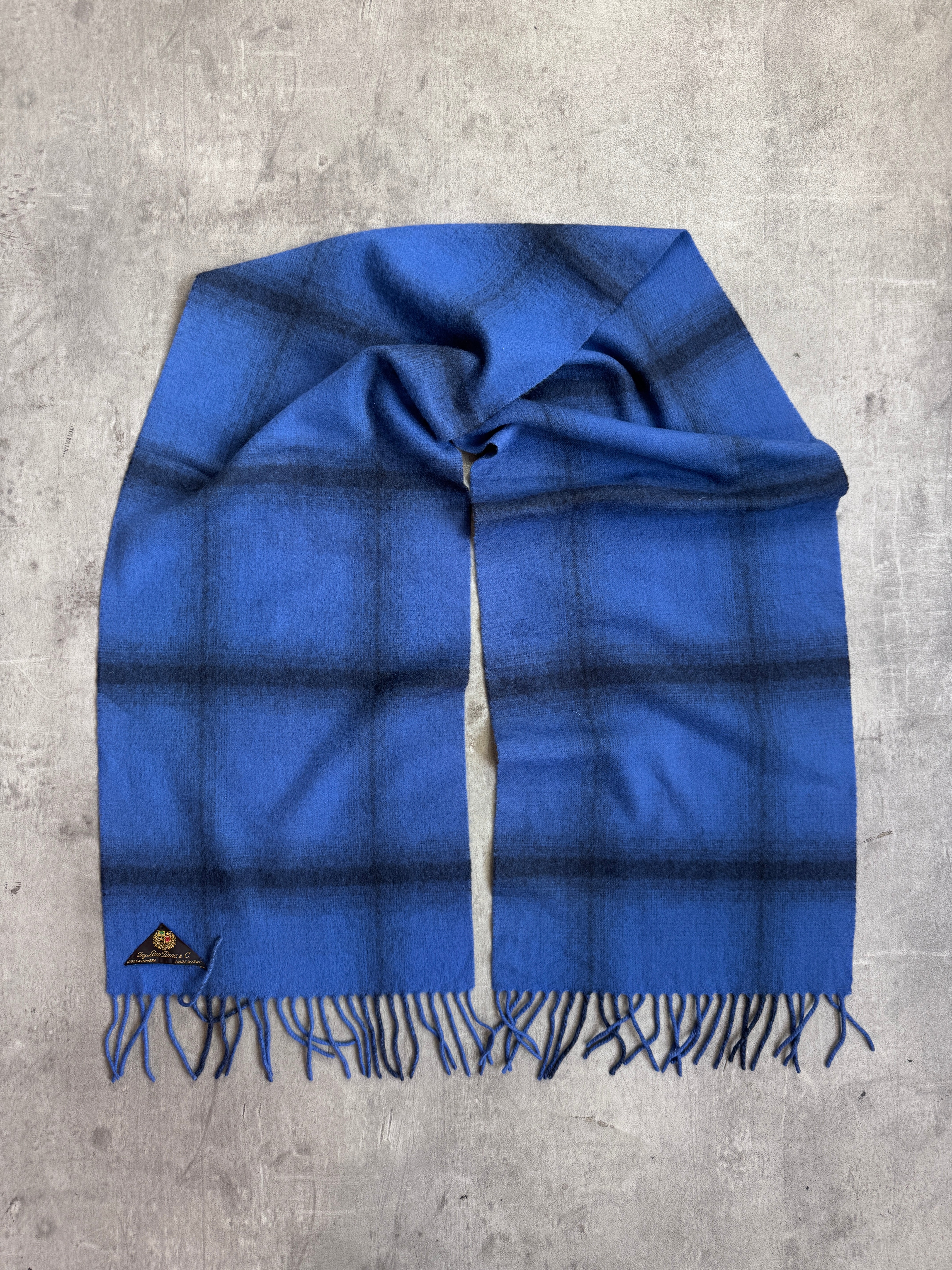 Loro Piana Blue Wide Navy Check Cashmere Scarf – Vintage