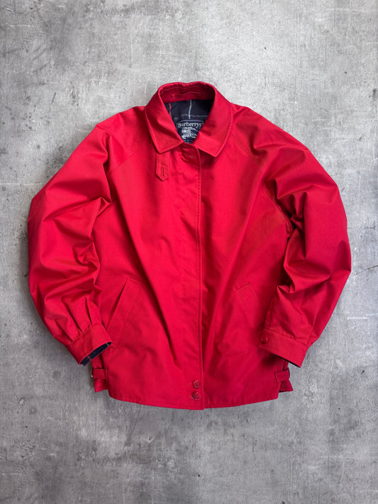 Burberry Classic Red Tatershall Navy Check Lined Harrington Jacket