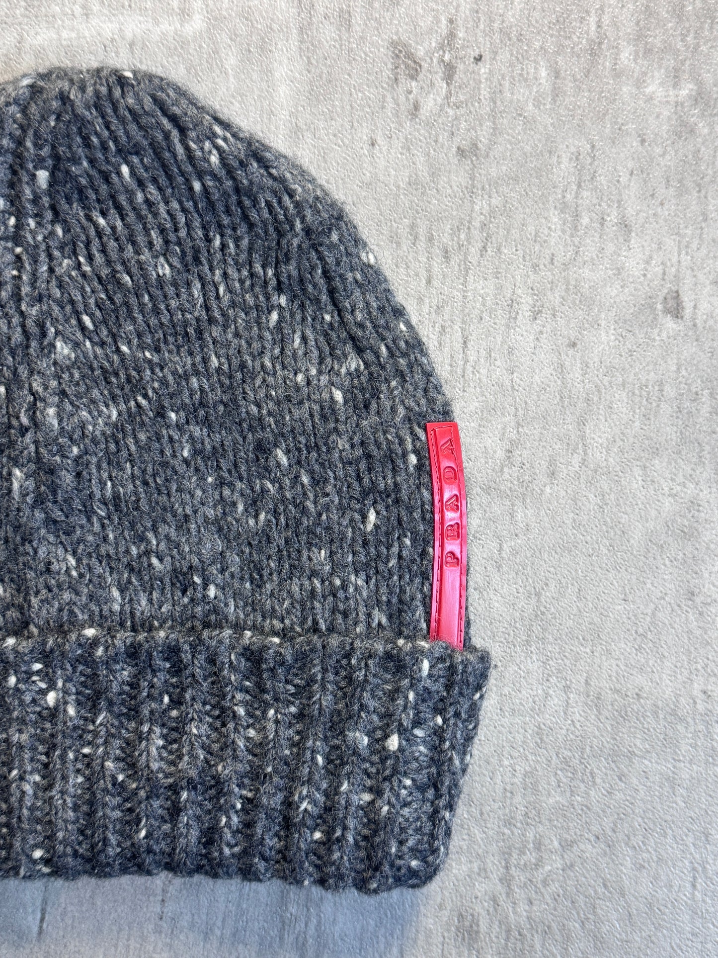 Prada Sport Grey Marled Wool Beanie