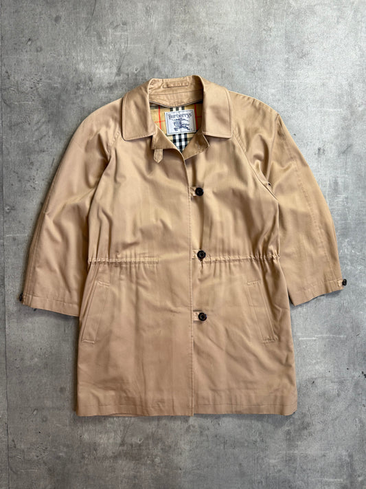 Burberry Camel Nova Check Lined Cinch Waist Midi Trench