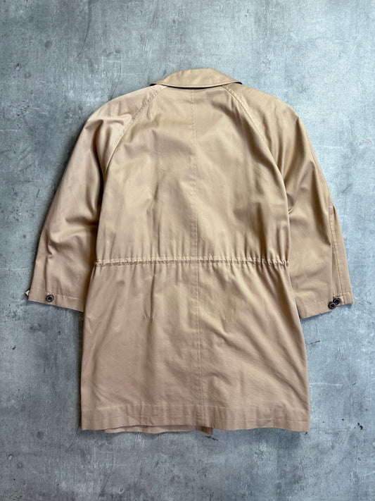 Burberry Camel Nova Check Lined Cinch Waist Midi Trench