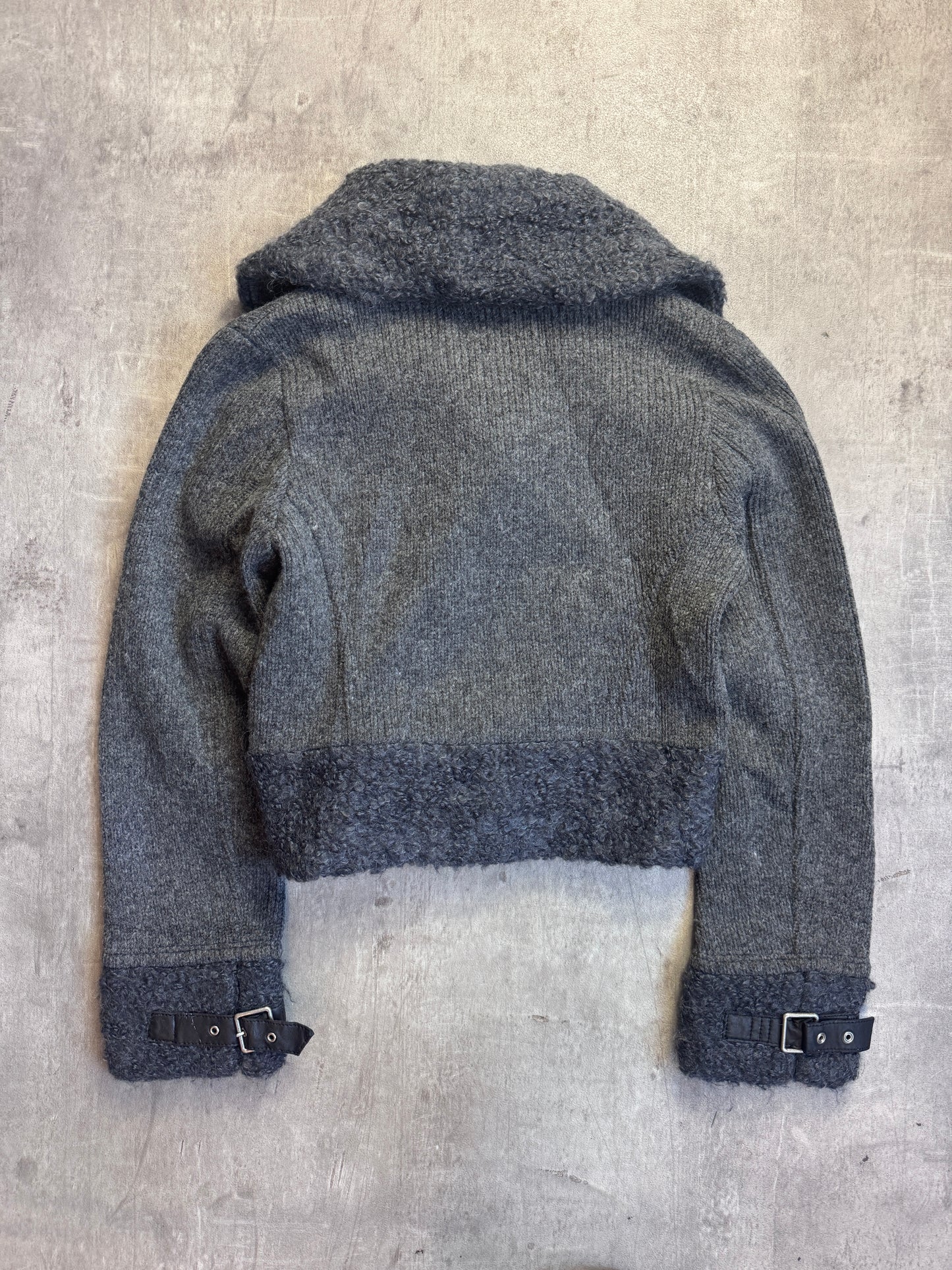 Burberry Blue Label Grey Cropped Wool Oversized Collar Jacket