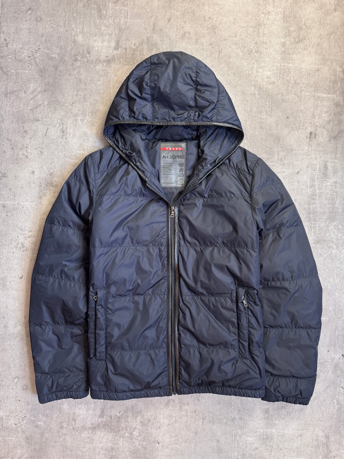 A/W 2008 Prada Nylon Puffer Jacket with Leather Trim