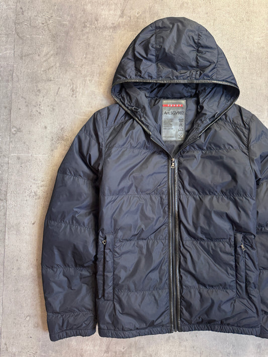 A/W 2008 Prada Nylon Puffer Jacket with Leather Trim