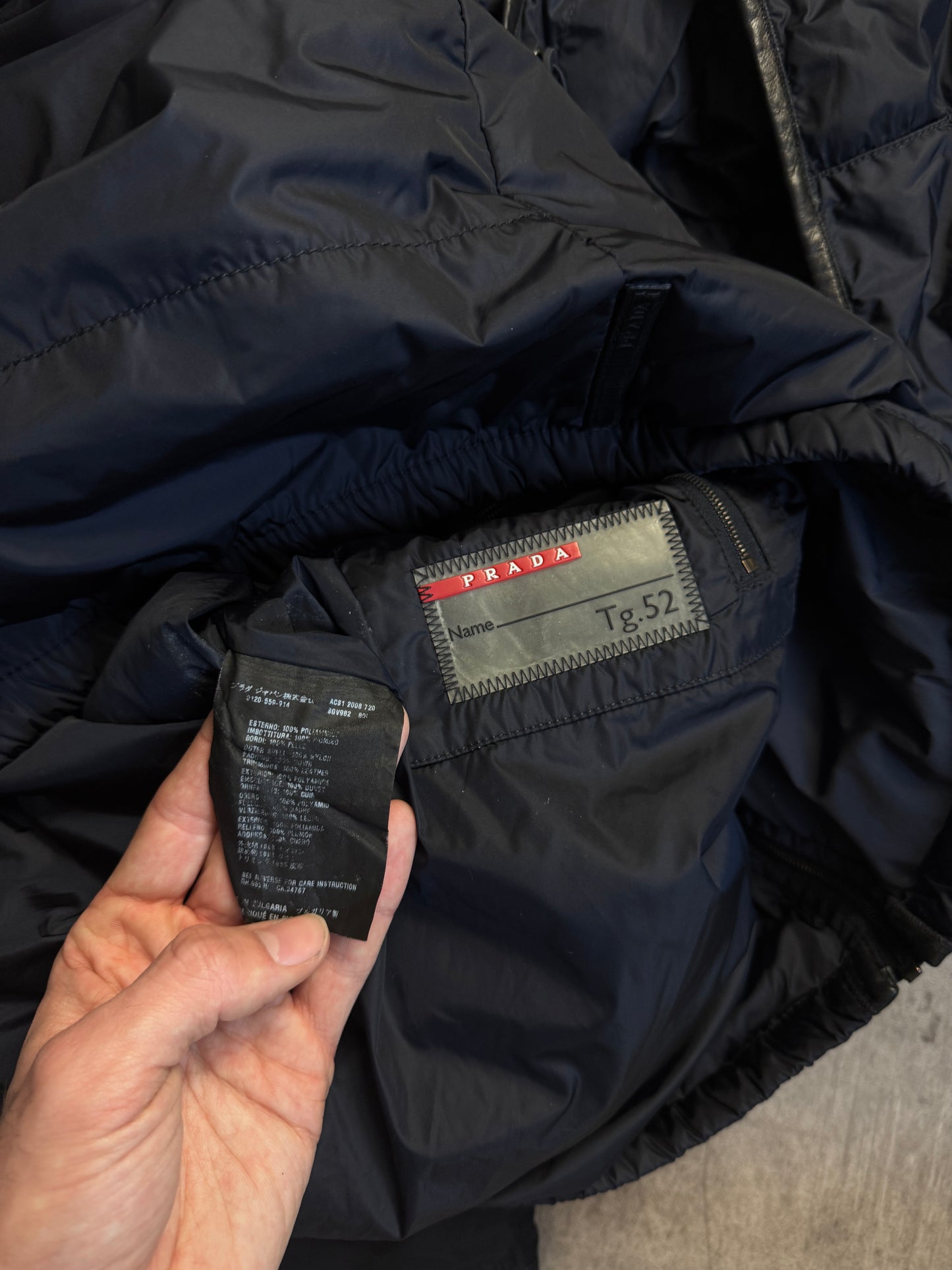 A/W 2008 Prada Nylon Puffer Jacket with Leather Trim