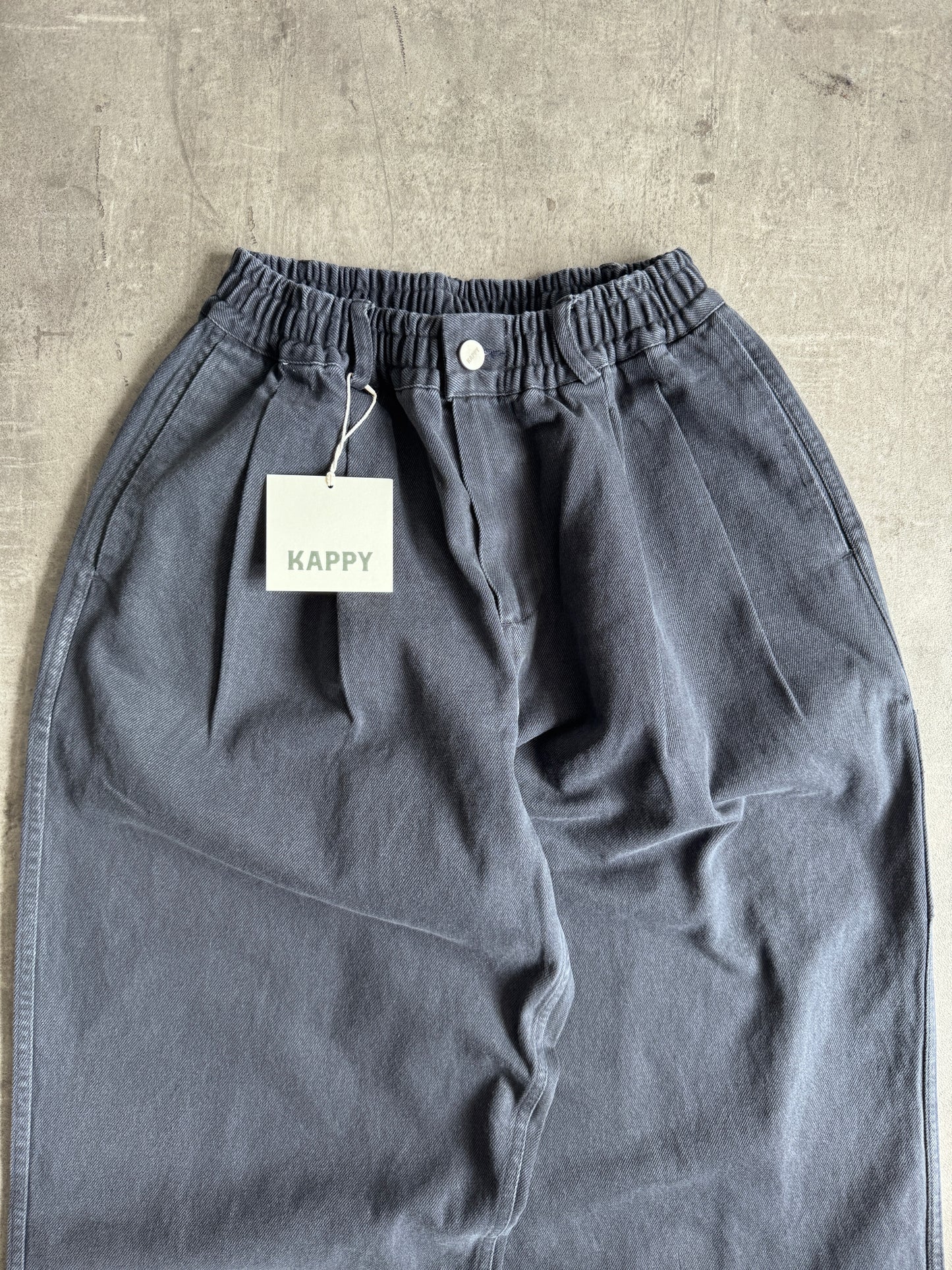 Kappy Korea Two Tuck Pleated Kation Pants - Dark Grey