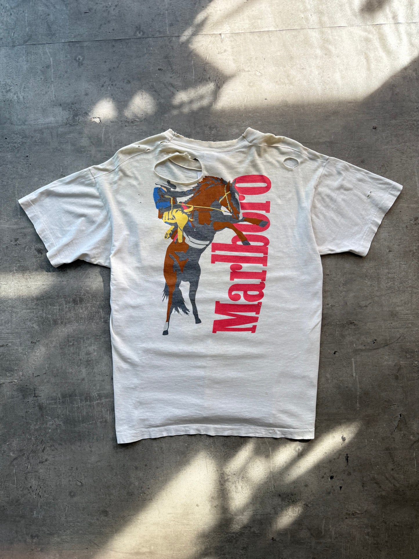 1990s Marlboro Super Distressed Cowboy Single Stitch Graphic Tee