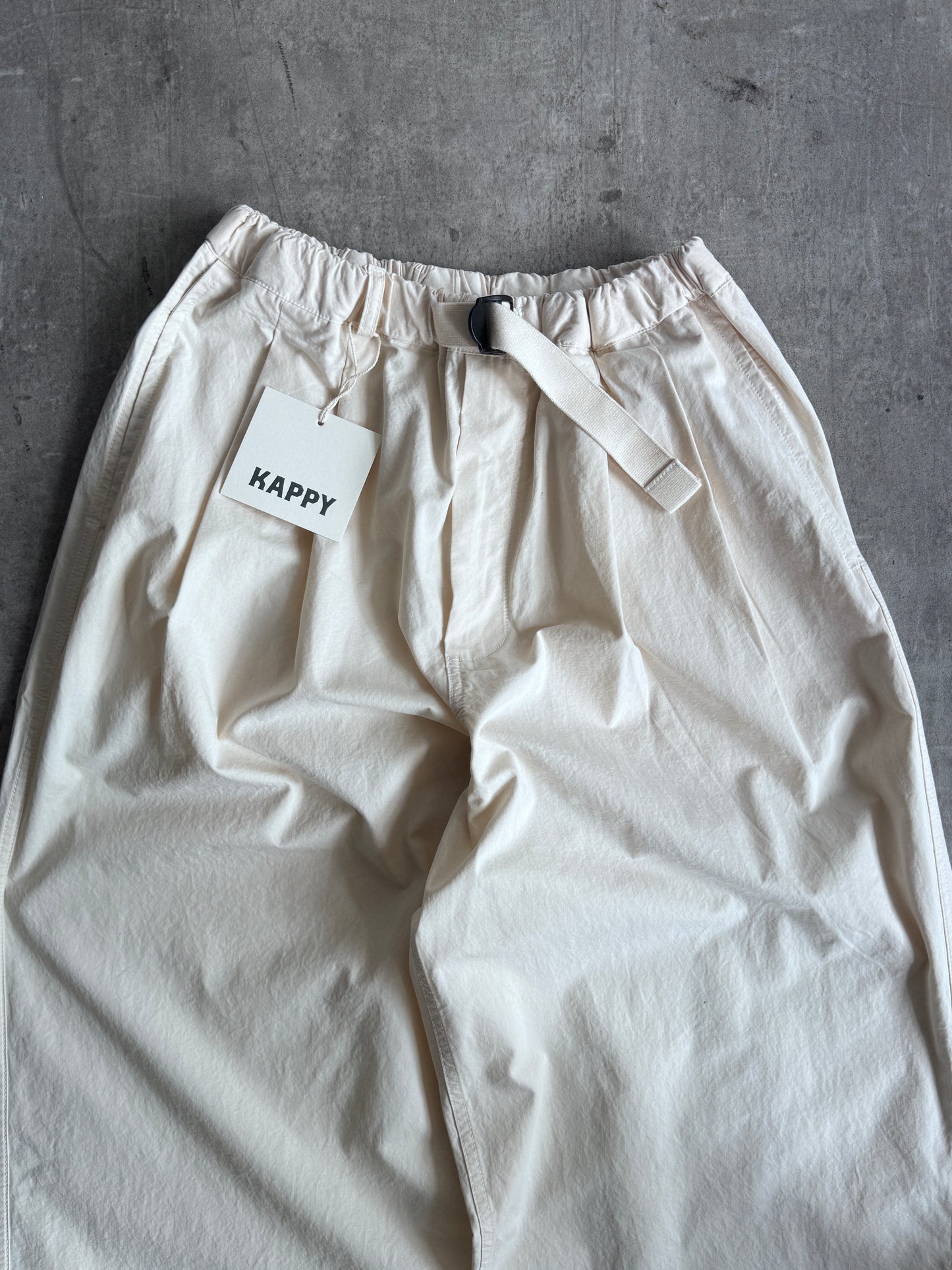 Kappy Korea Two Tuck Pleated Wide Pants - Cream