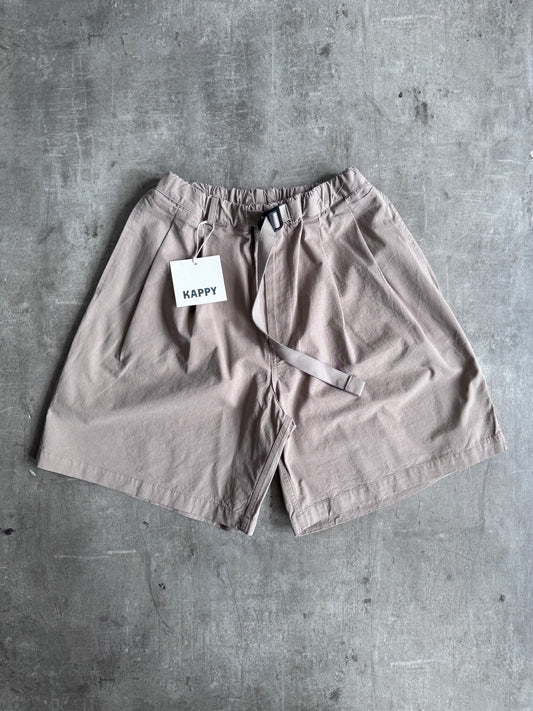 Kappy Korea Two Tuck Pleated Wide Half Pants - Beige
