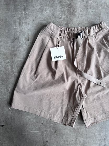 Kappy Korea Two Tuck Pleated Wide Half Pants - Beige