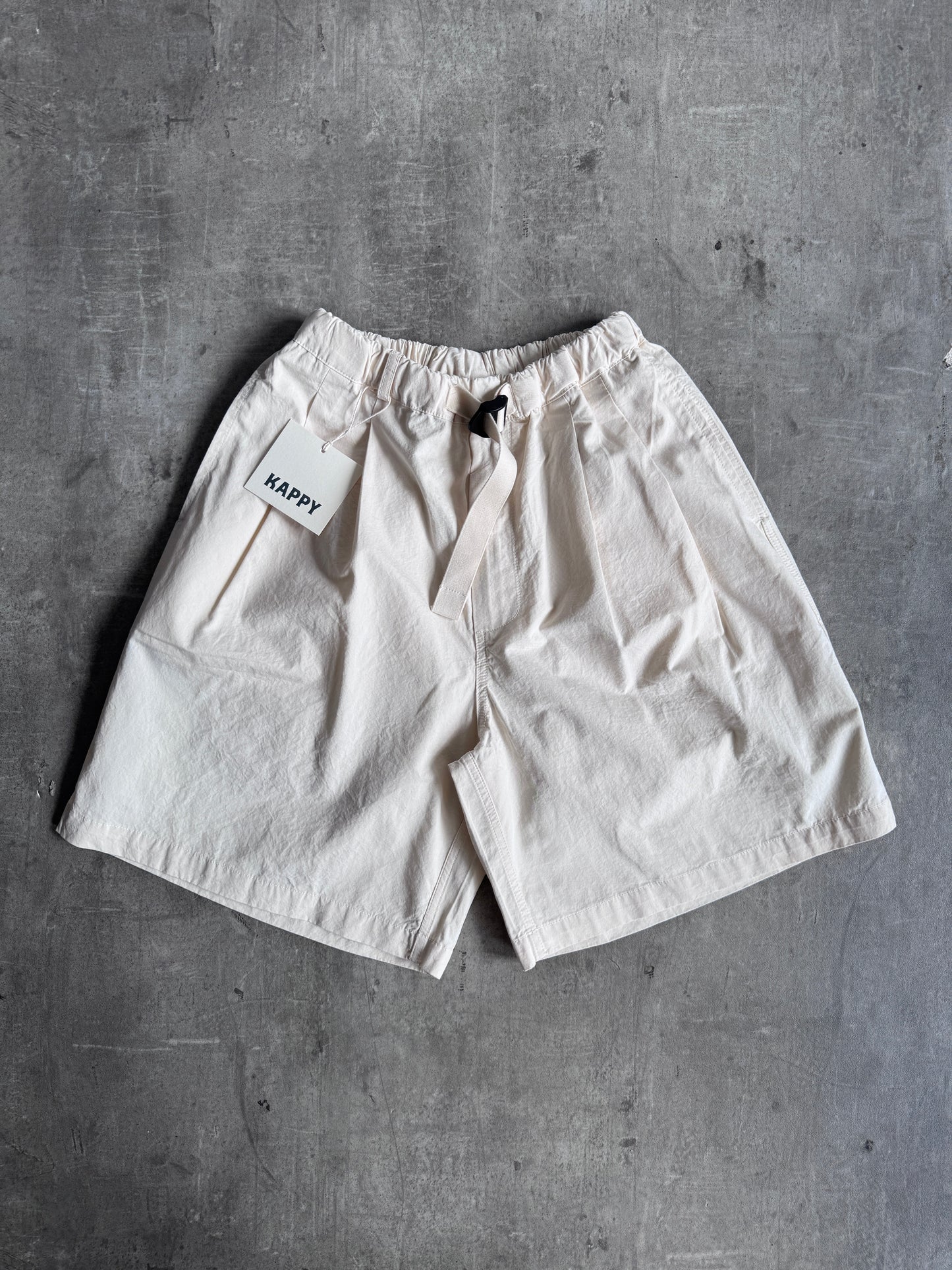Kappy Korea Two Tuck Pleated Wide Half Pants - Cream