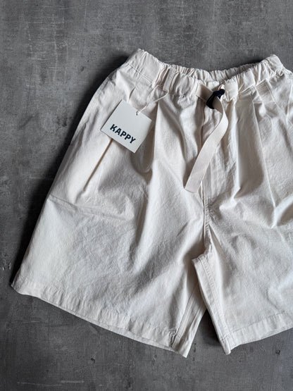 Kappy Korea Two Tuck Pleated Wide Half Pants - Cream