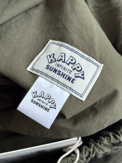Kappy Korea Two Tuck Pleated Wide Half Pants - Khaki