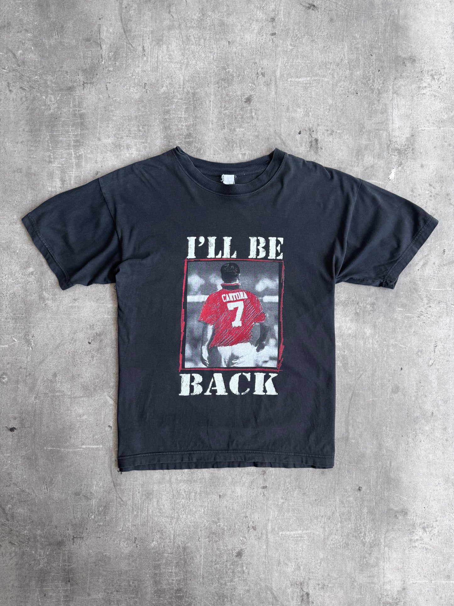 1990's Eric Cantona 'I'll Be Back' Black Graphic Tee