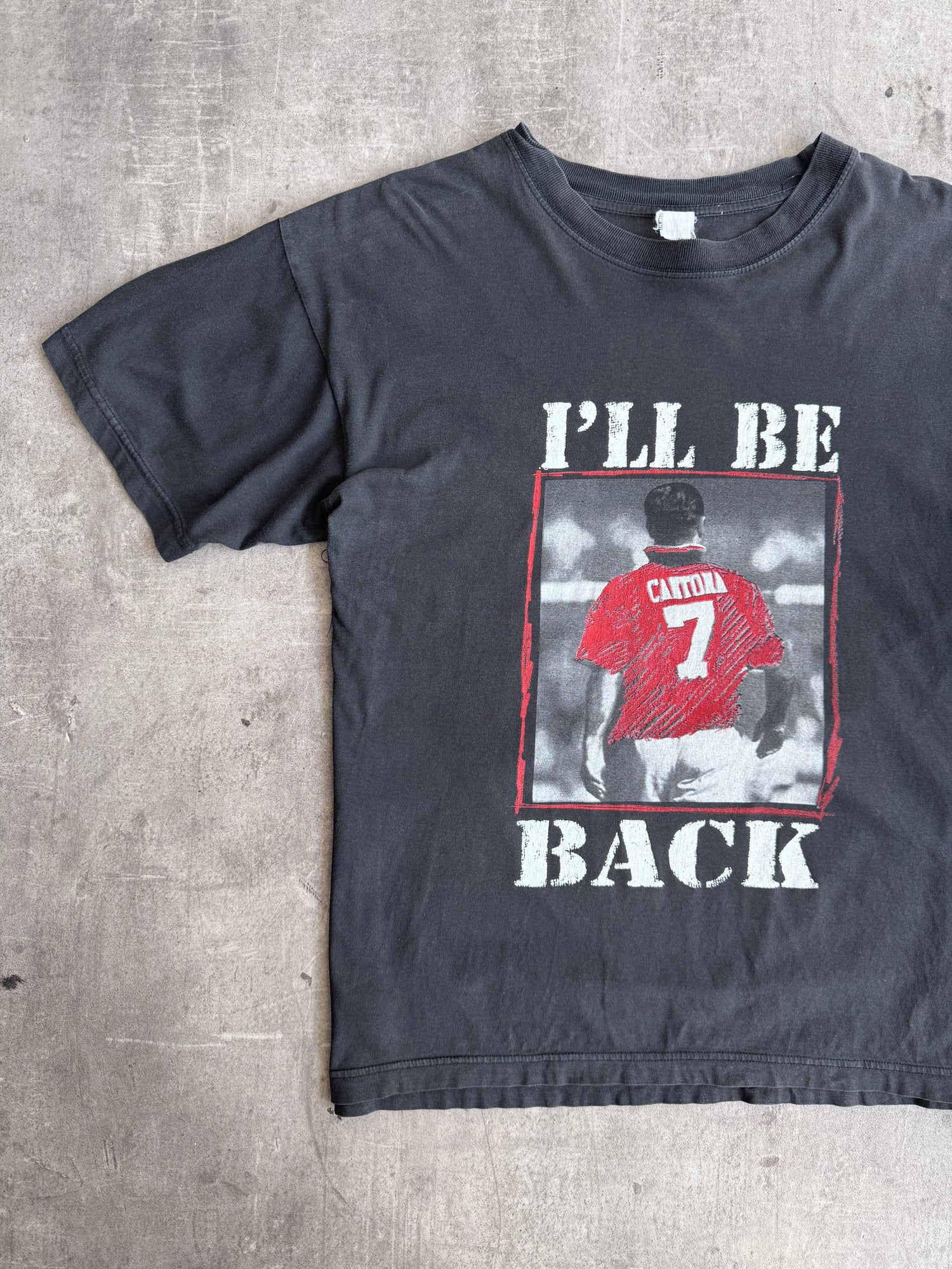 1990's Eric Cantona 'I'll Be Back' Black Graphic Tee