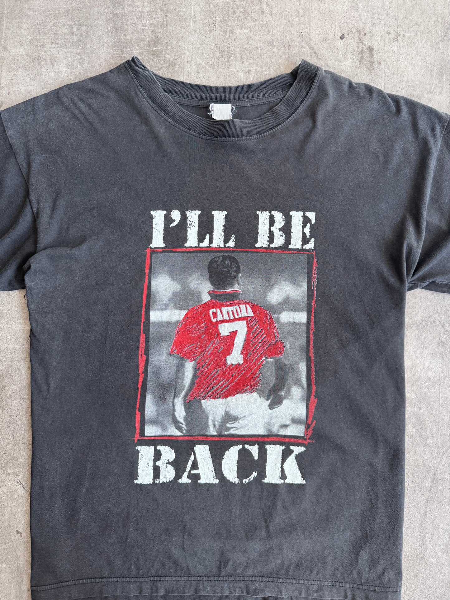 1990's Eric Cantona 'I'll Be Back' Black Graphic Tee