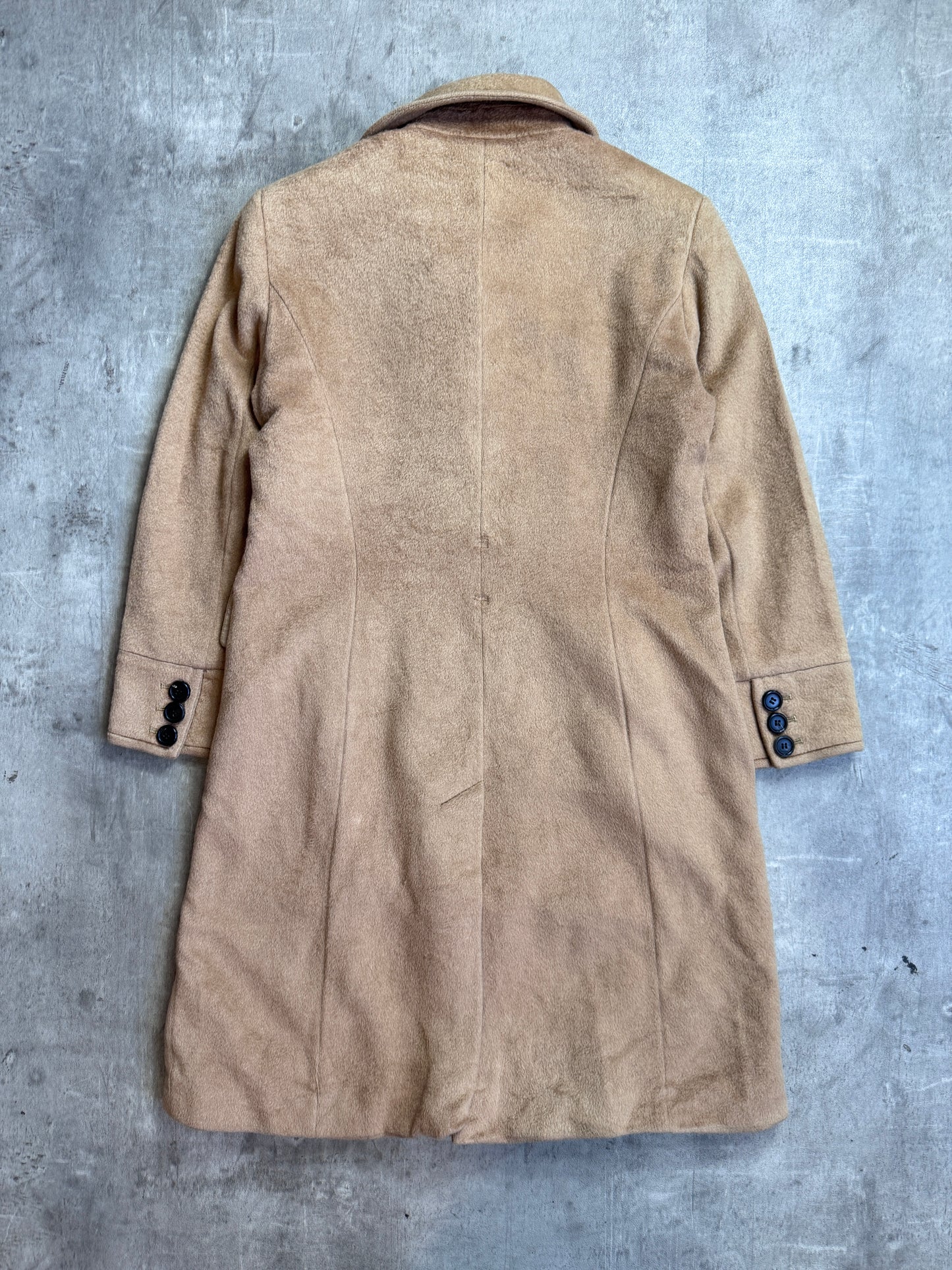 Aquascutum Tan Camel Wool Double Breasted Overcoat