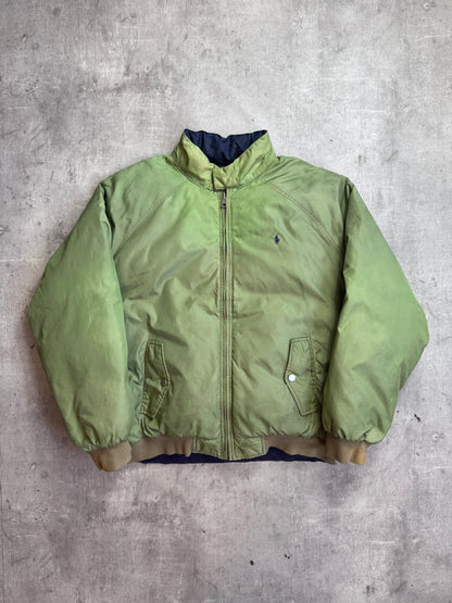 Ralph Lauren Khaki Reversible Poly Navy Lined Down Bomber