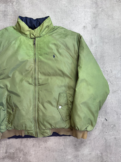 Ralph Lauren Khaki Reversible Poly Navy Lined Down Bomber