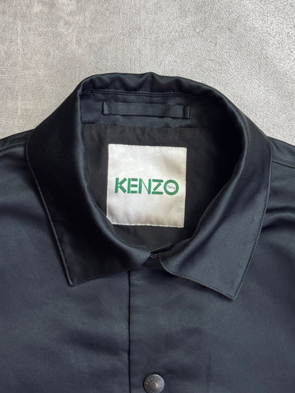 Kenzo Black Nylon Button Down Bomber Jacket