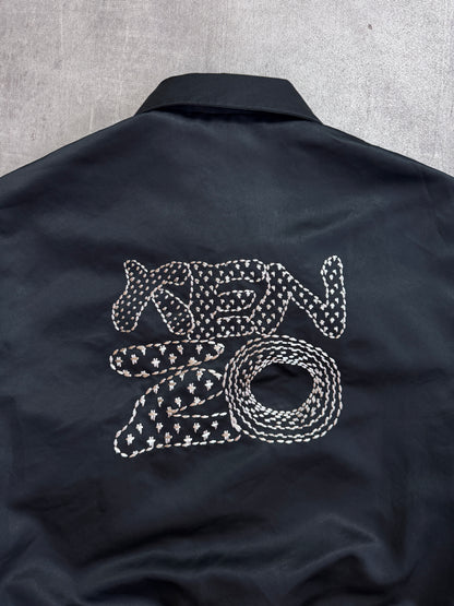 Kenzo Black Nylon Button Down Bomber Jacket