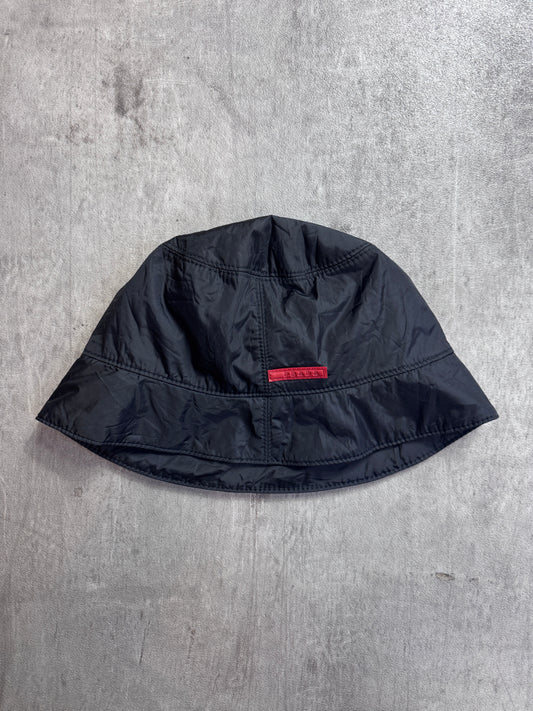 Prada Black Poly Tech Bucket Hat