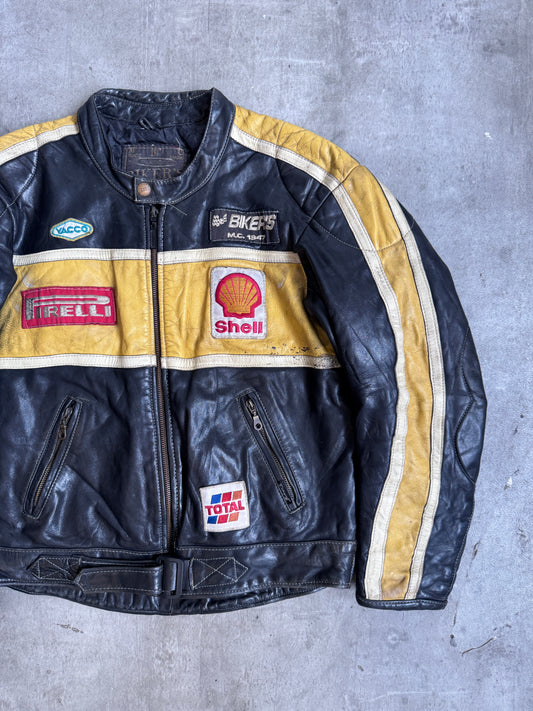 1990s Bumblebee Shell Leather Moto Jacket
