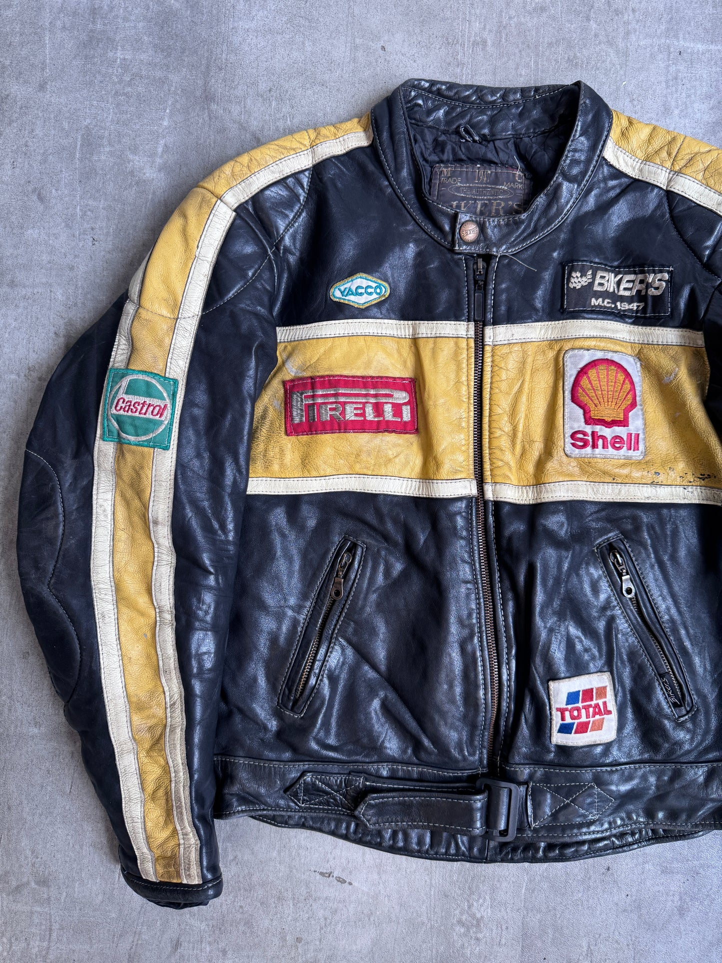 1990s Bumblebee Shell Leather Moto Jacket