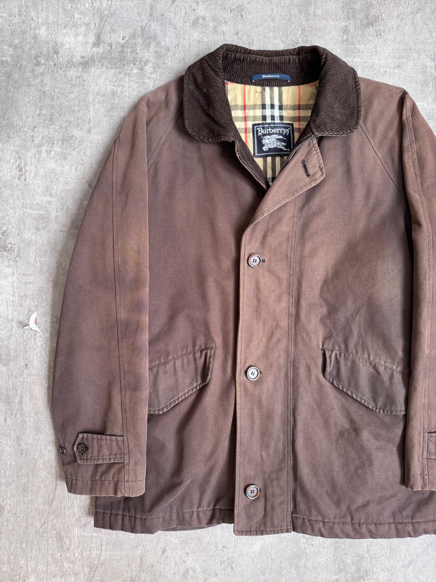1990s Burberry Brown Cord Collar Hunting Jacket