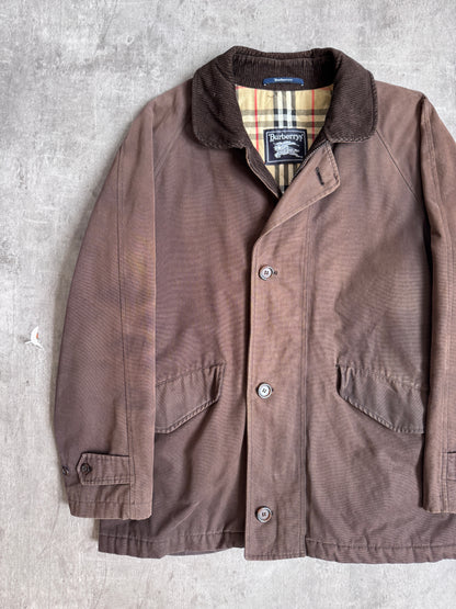 1990s Burberry Brown Cord Collar Hunting Jacket
