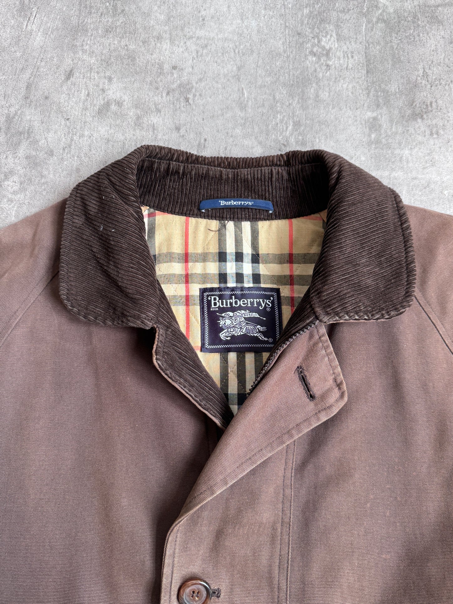 1990s Burberry Brown Cord Collar Hunting Jacket