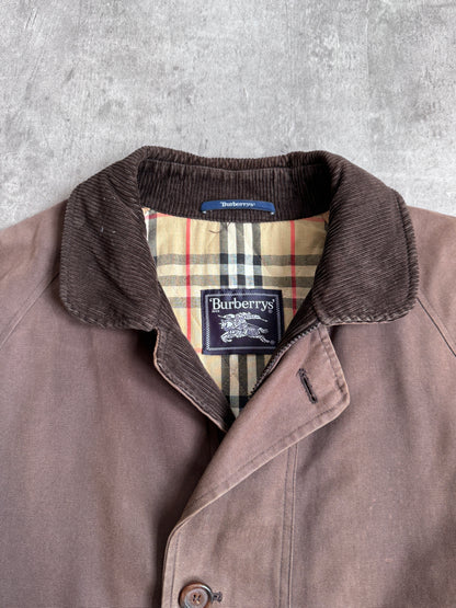 1990s Burberry Brown Cord Collar Hunting Jacket