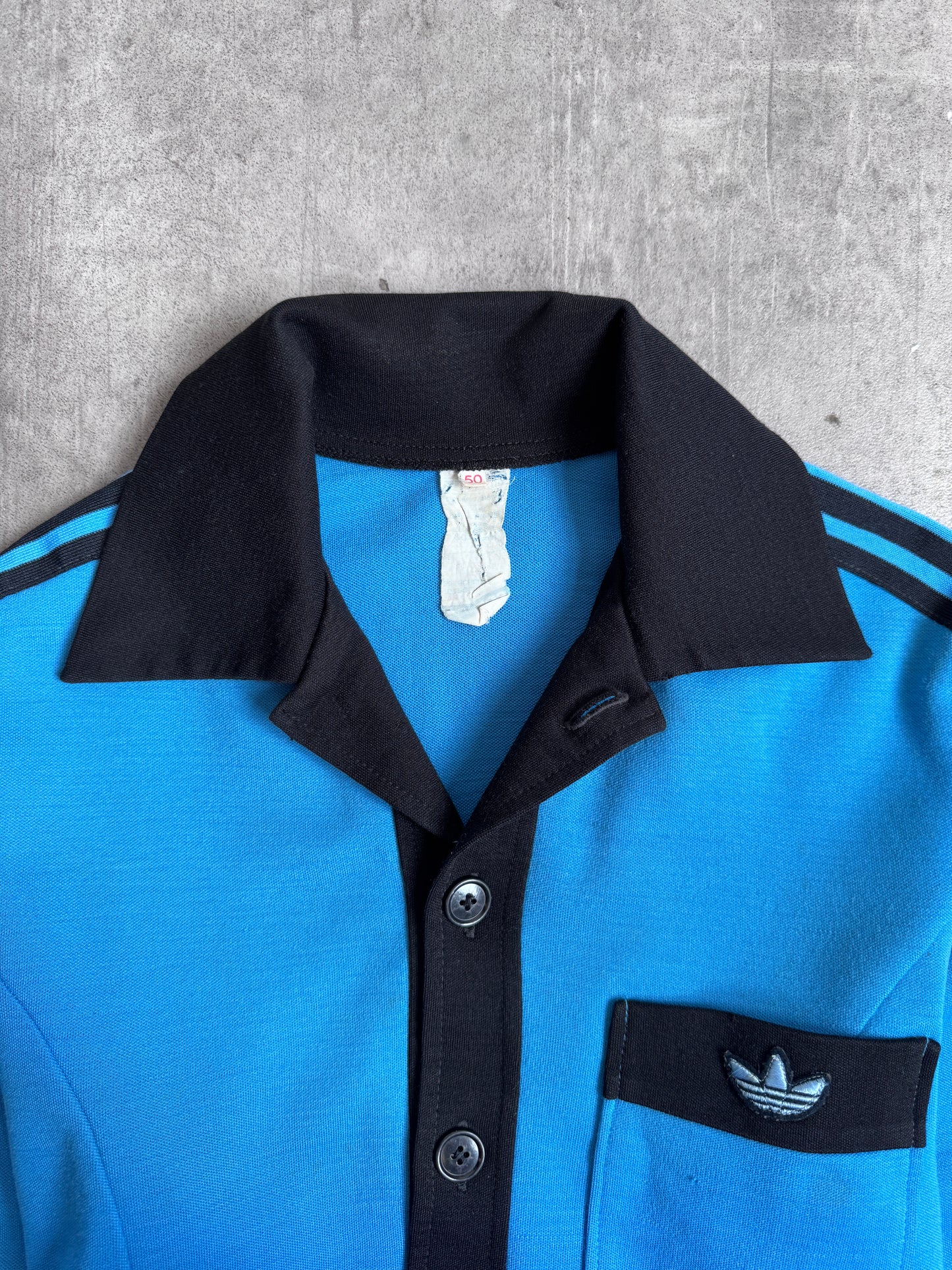 1970s Adidas Blue Button Up Jacket