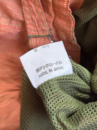 Nigel Cabourn Orange Mini Houndstooth Print Green Mesh Detailed Bomber