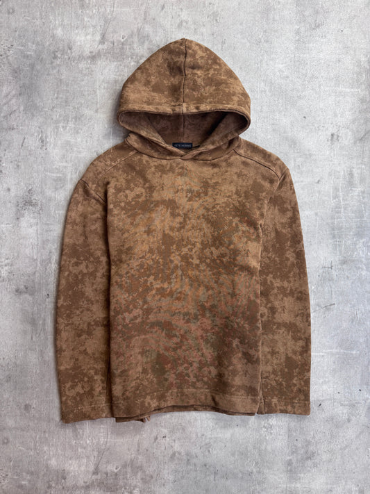 Tete Homme Brown Tie Dyed Full Cotton Hooded Pullover